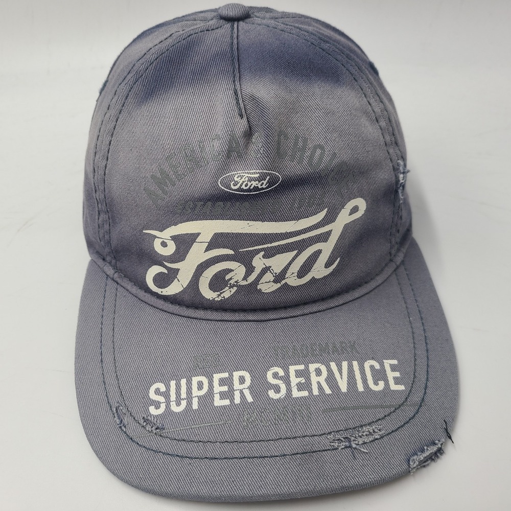 Ford Hat Adjustable Distressed Super Service Americas‎ Choice Blue Cotton Casual